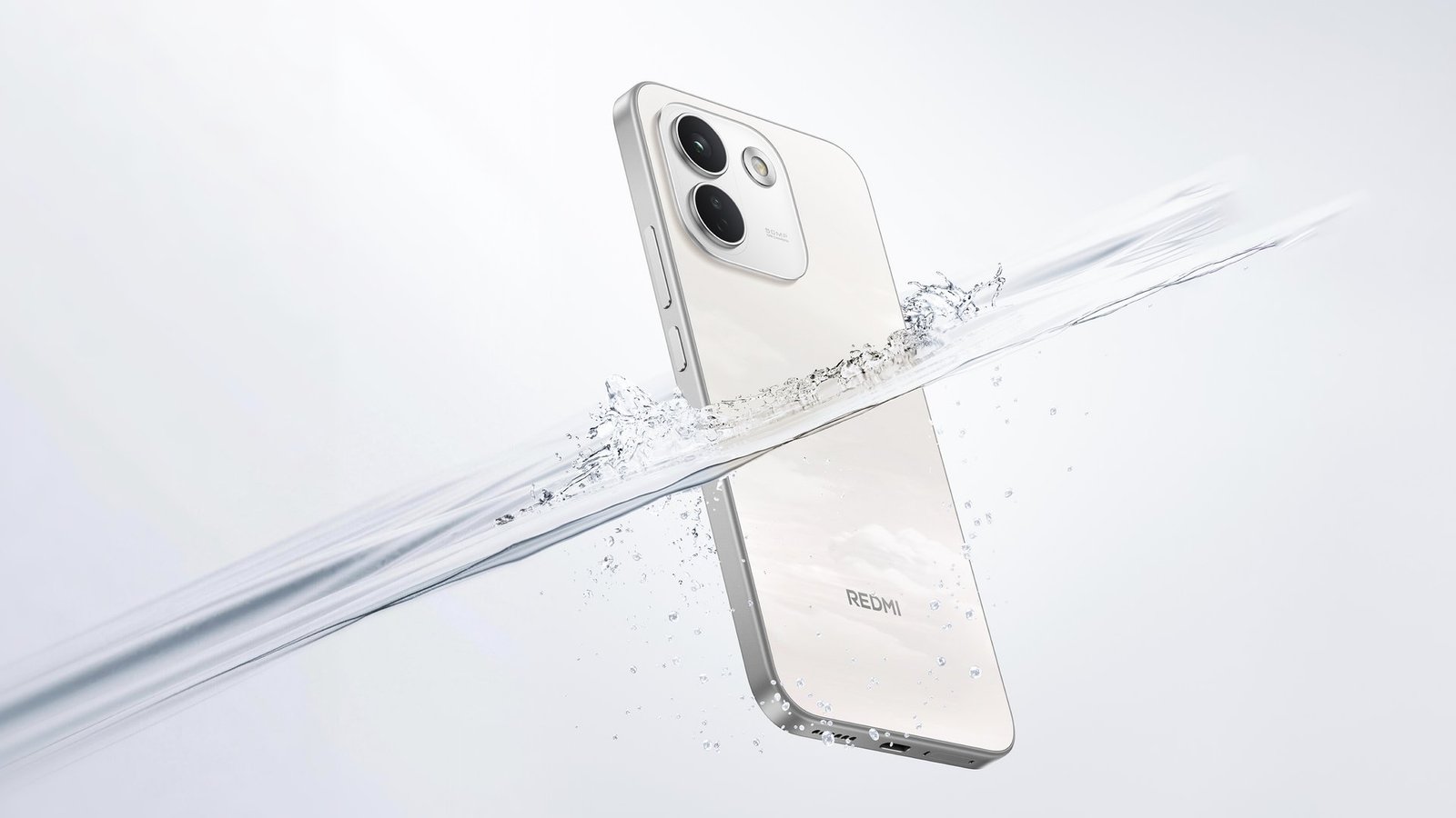 Redmi Note 17 telefonunun su dayanıklılığını gösteren tanıtım görüntüsü