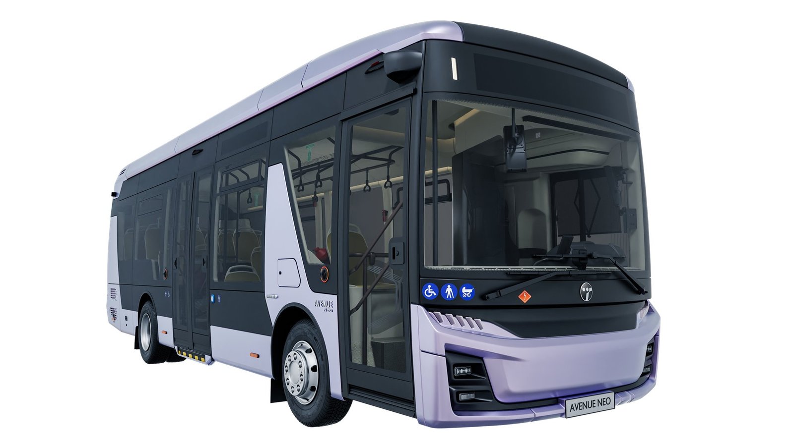 TEMSA'nın elektrikli midibüsü Avenue Neo 9e'nin önden görünümü