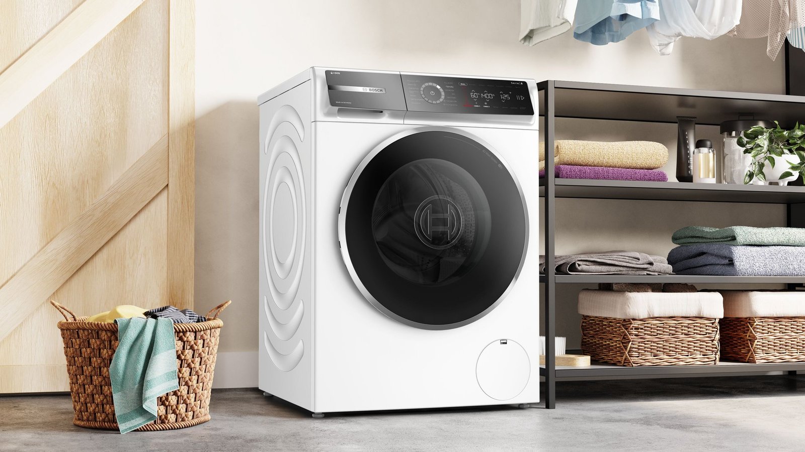 Bosch Home Connect uygulamasıyla kontrol edilen bir Bosch çamaşır makinesi