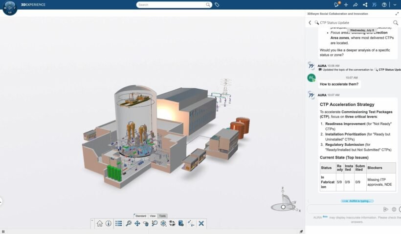 Dassault Systèmes'in 3DEXPERIENCE platformundaki AURA sanal yardımcısının program yönetimi arayüzü