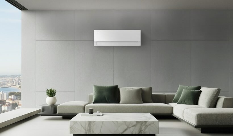 Samsung Bespoke AI WindFree duvar tipi split klimanın oturma odasına monte edilmiş hali